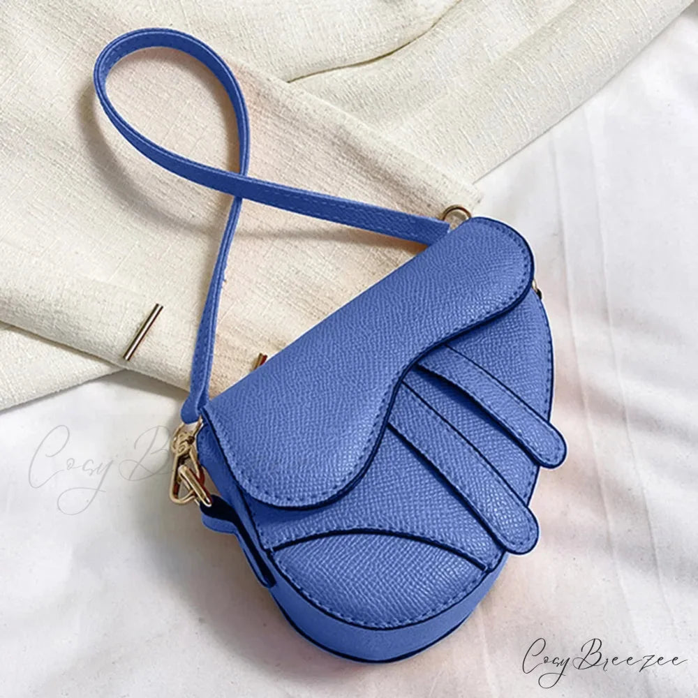 Saddle Messenger Leather Crossbody Handbag Blue handbag-250126