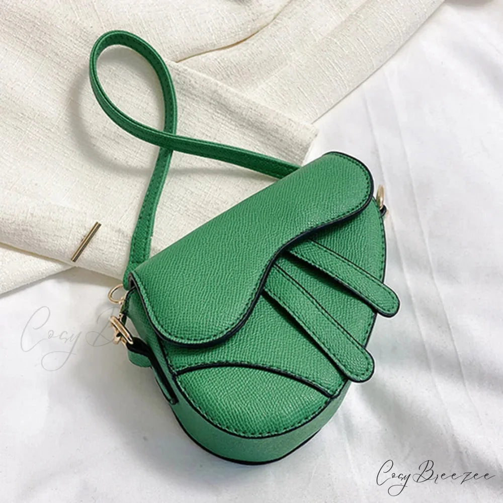 Saddle Messenger Leather Crossbody Handbag Green handbag-250126