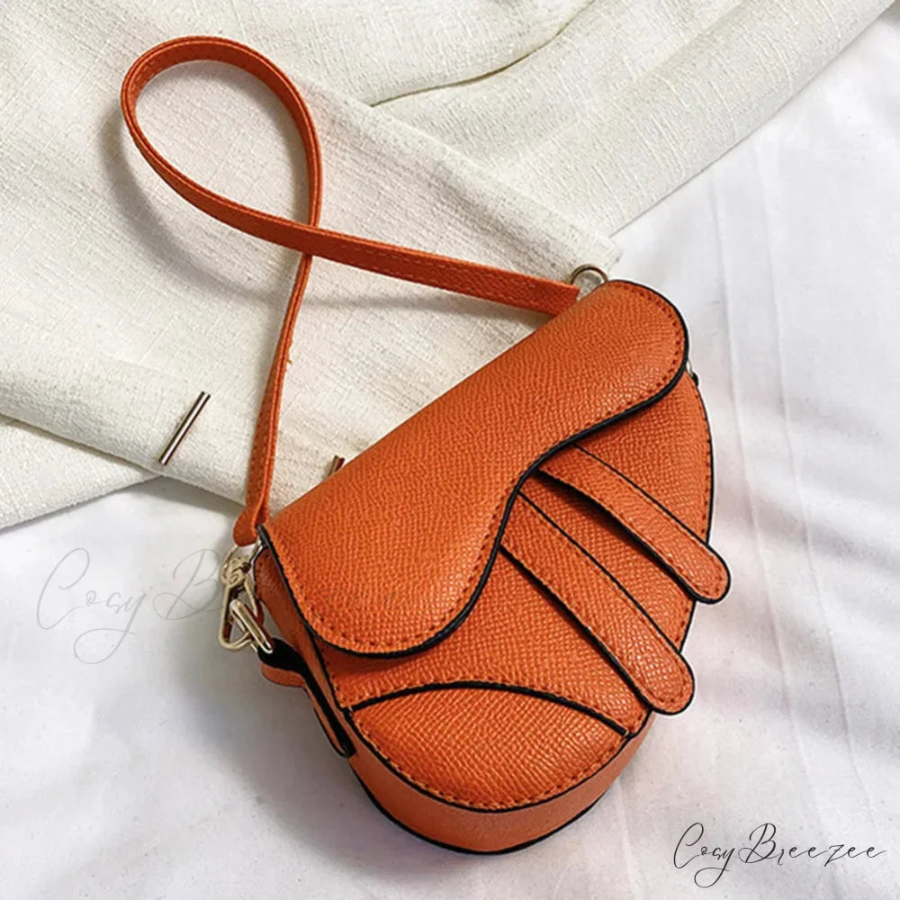 Saddle Messenger Leather Crossbody Handbag Orange handbag-250126