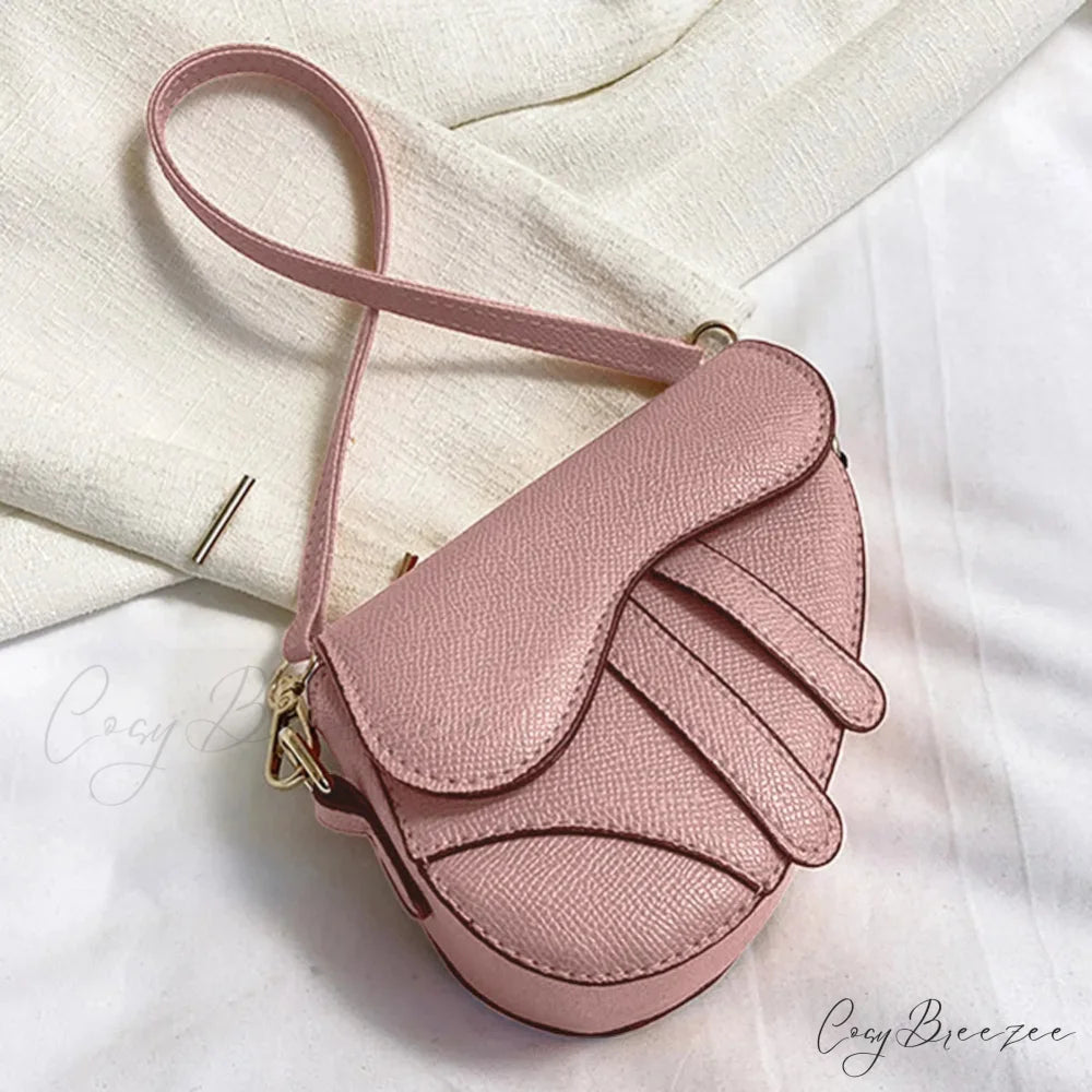 Saddle Messenger Leather Crossbody Handbag Pink handbag-250126