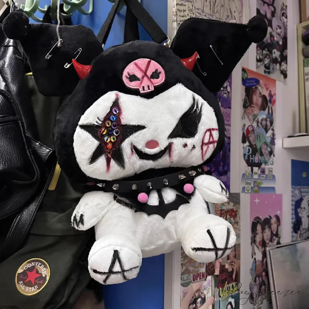 Sanrio Kuromi Dark Y2K Street Gothic Spicy Girl Plush American Punk Funny Bag Kuromi