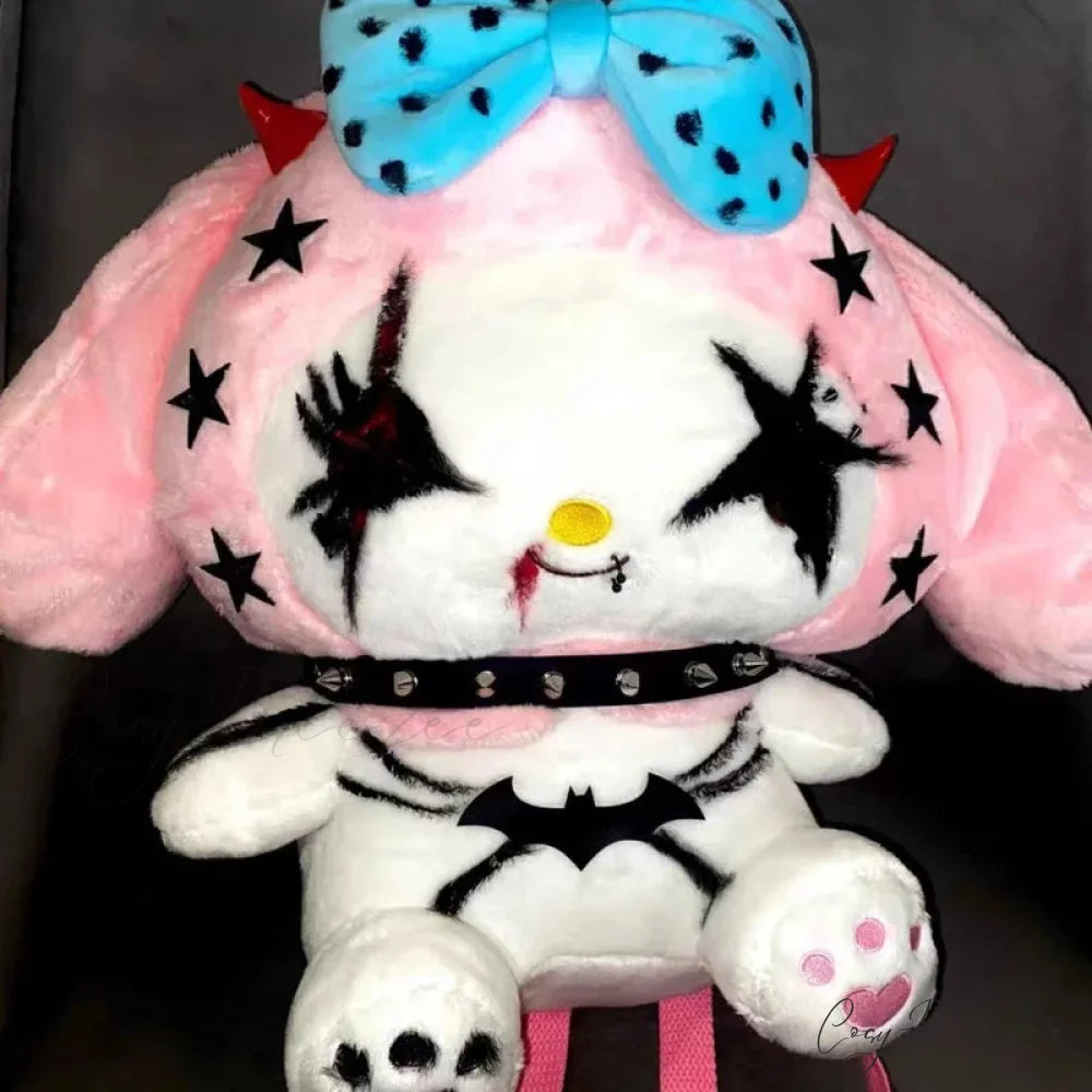 Sanrio Kuromi Dark Y2K Street Gothic Spicy Girl Plush American Punk Funny Bag Melody