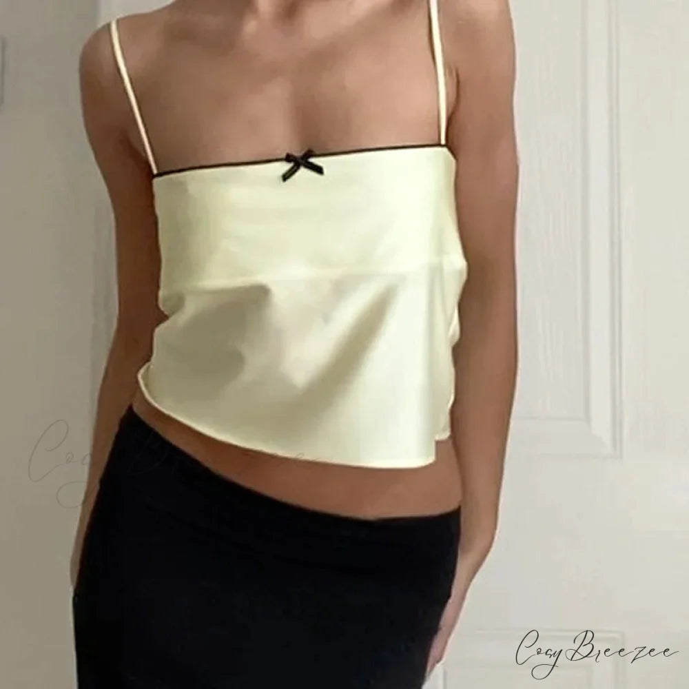 Satin Bowknot Spaghetti Crop Top croptop-250223