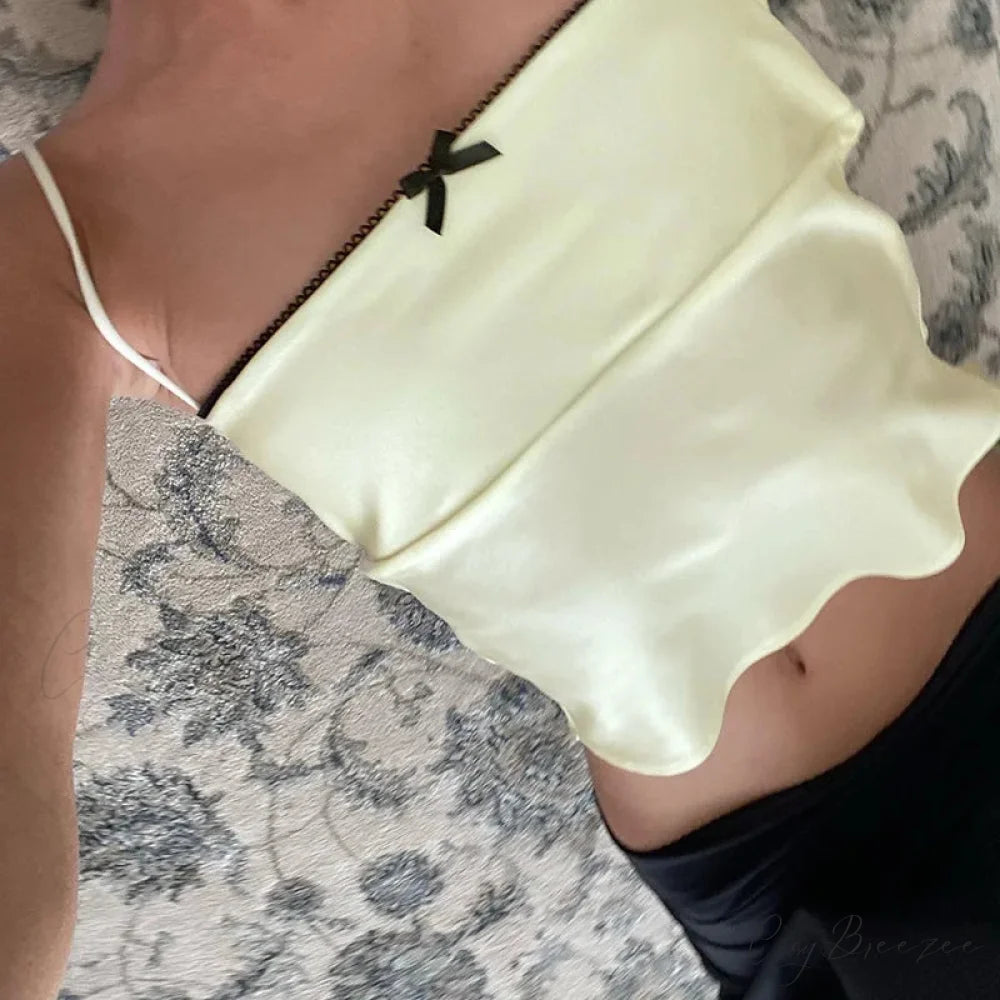 Satin Bowknot Spaghetti Crop Top croptop-250223