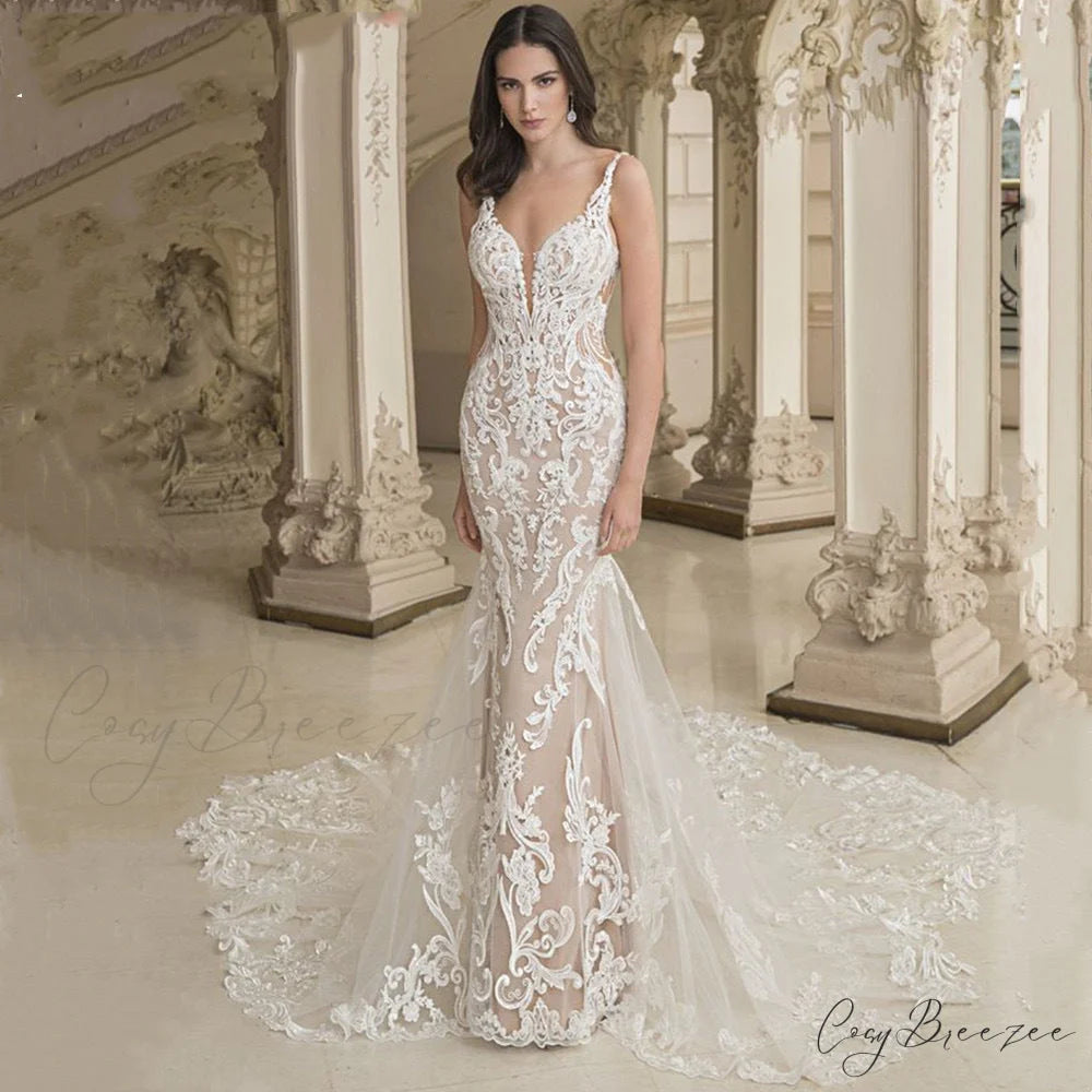 Satin Mermaid Strap Wedding Dress weddingdress-250223