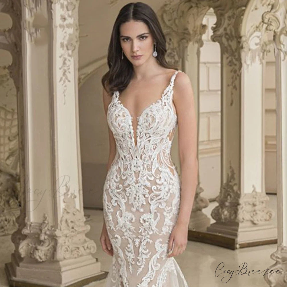 Satin Mermaid Strap Wedding Dress weddingdress-250223