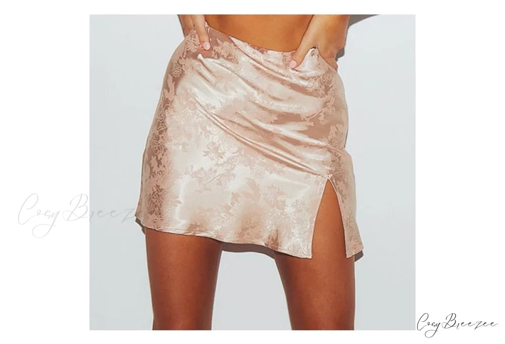 Satin Split Stylish Mini Skirt
