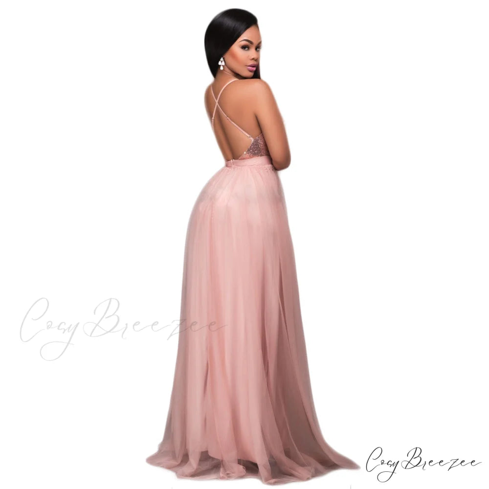 Saylor Formal Double Charming Slit Tulle Dress