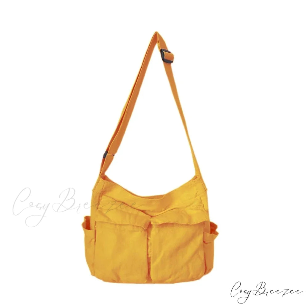 School Messenger Large Capacity Canvas Crossbody Yellow crossbody-250126