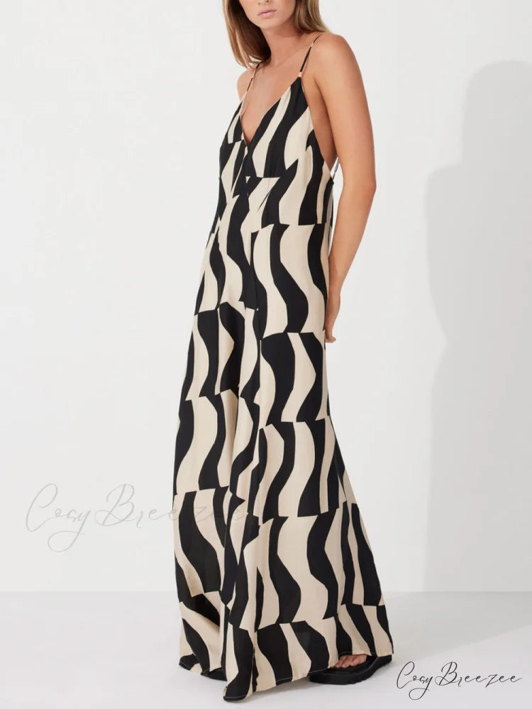 Scooped Back Relaxed Charming Fit Style Maxi Dress
