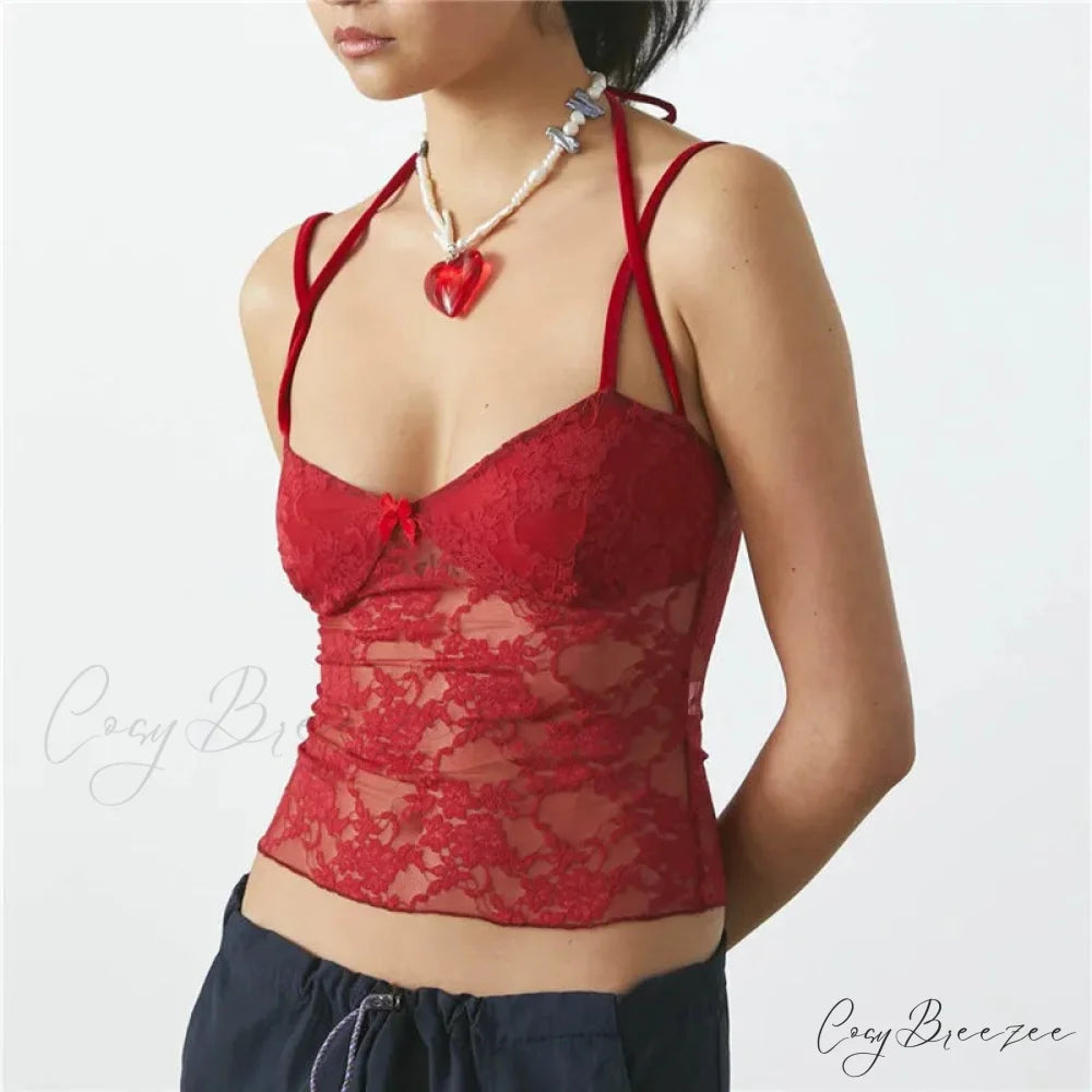 See-Through Lace Patch Crop Top croptop-250223