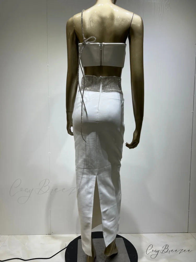 Sequin Strap Tube Top Graceful And Maxi Skirt Set