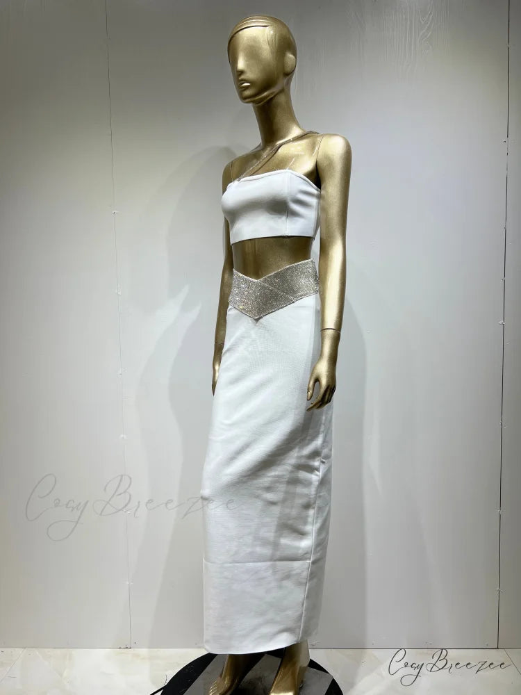 Sequin Strap Tube Top Graceful And Maxi Skirt Set
