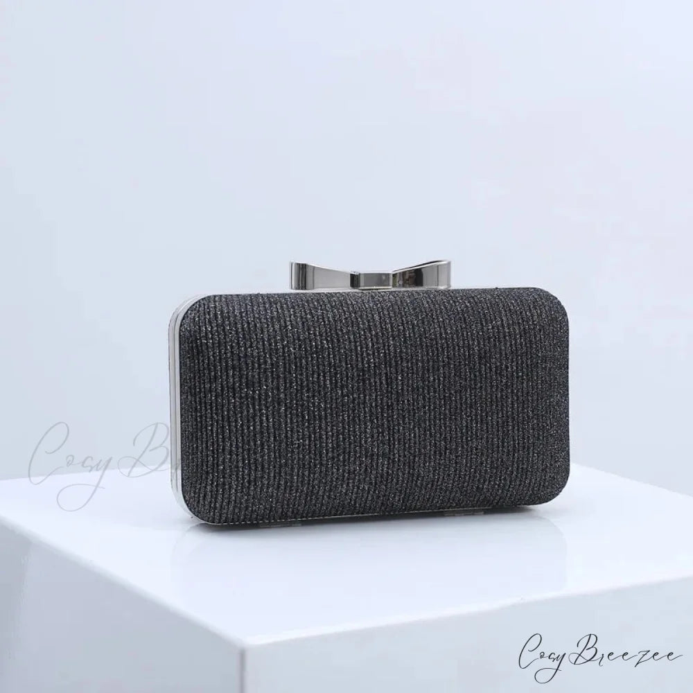 Sequined Banquet Evening Clutch black grey wristlet-250126