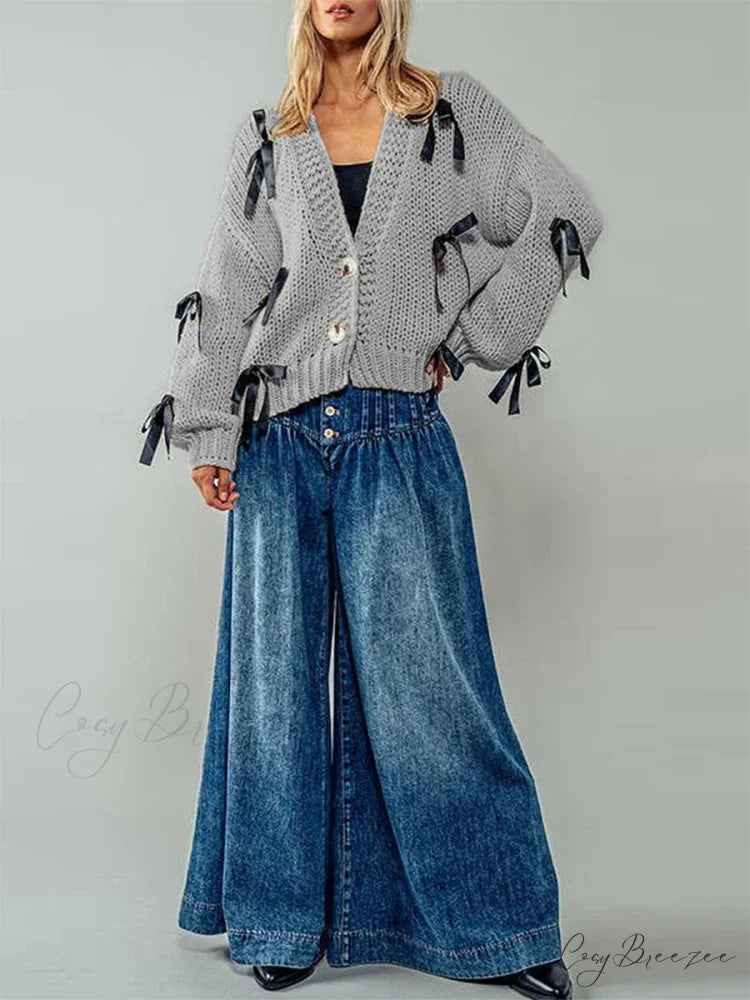 Sequined V-neck Knit Cardigan cardigans-241228