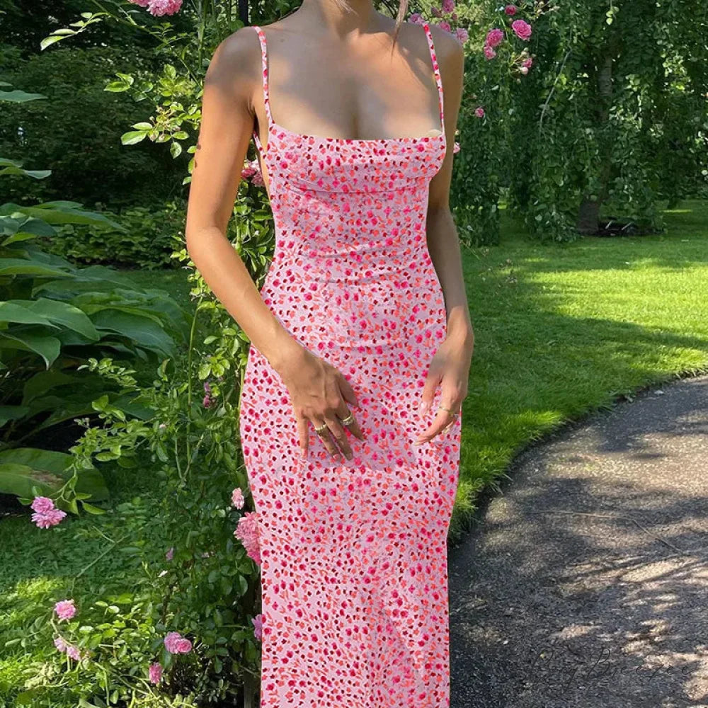 Sexy Backless Slimming Beach Dress floraldress-250126