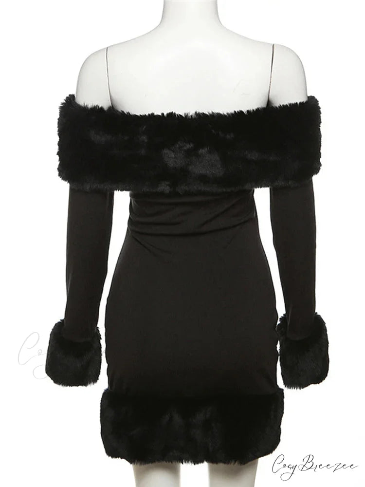 Sexy Elegant Fluffy Glamorous Strapless Mini Christmas Party Dress