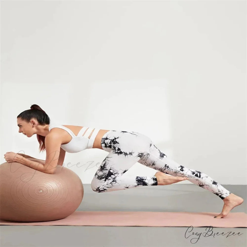 Sexy High Waist Push Up Tie-dye Seamless Fitness Workout Leggings WHITE / S