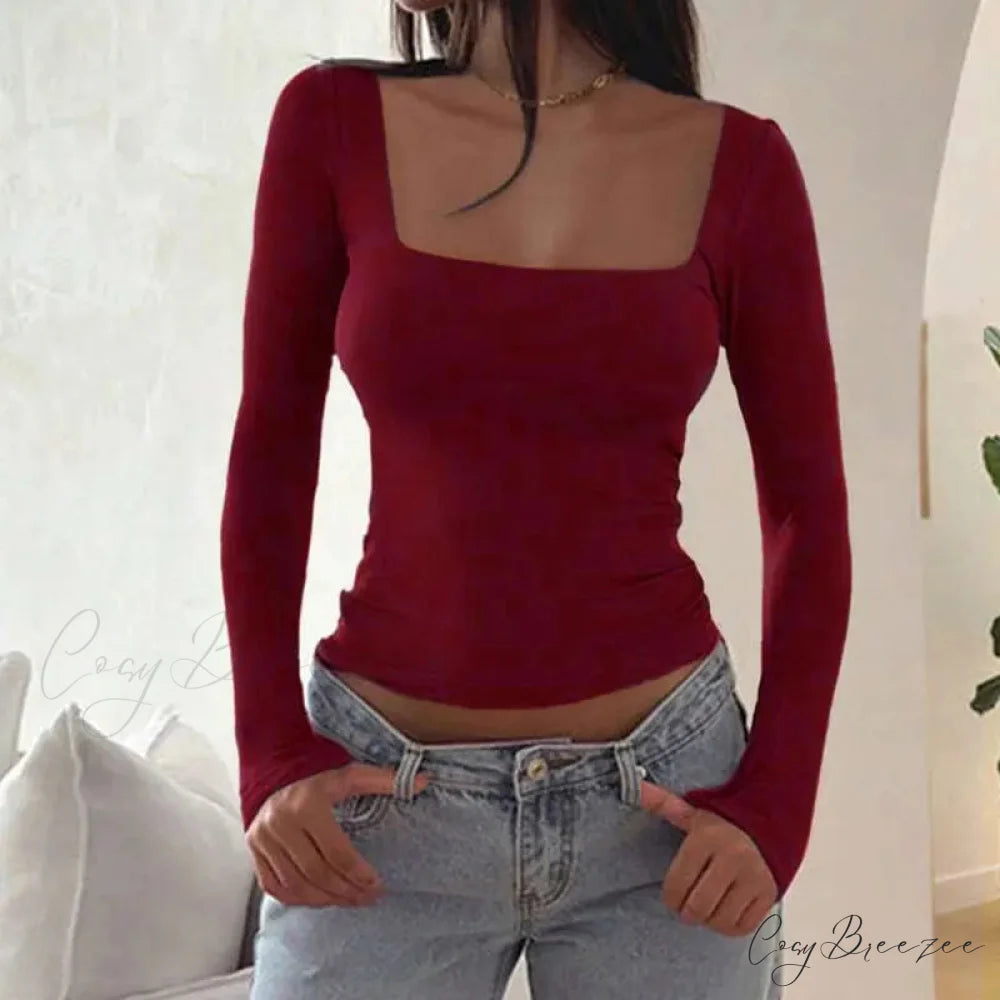 Sexy Low Chest Elegant T-shirt Sweater swraters-241228
