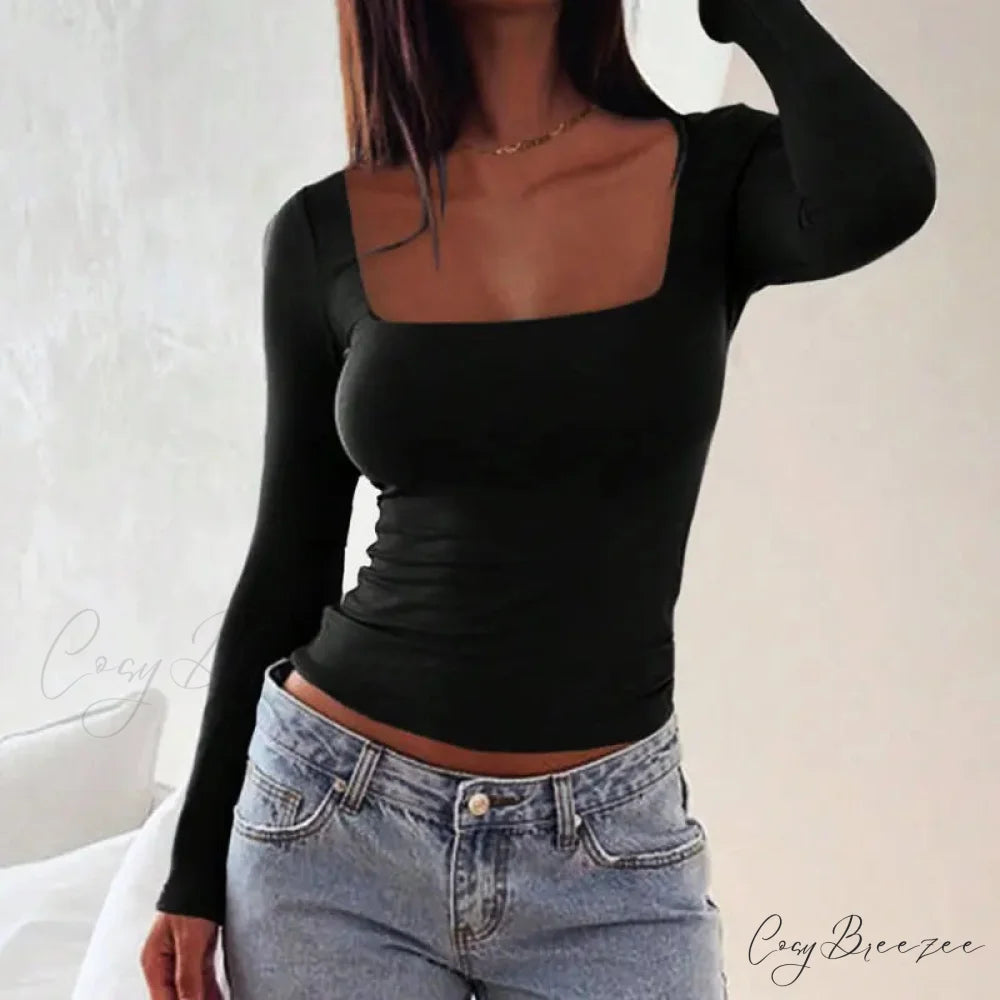 Sexy Low Chest Elegant T-shirt Sweater swraters-241228
