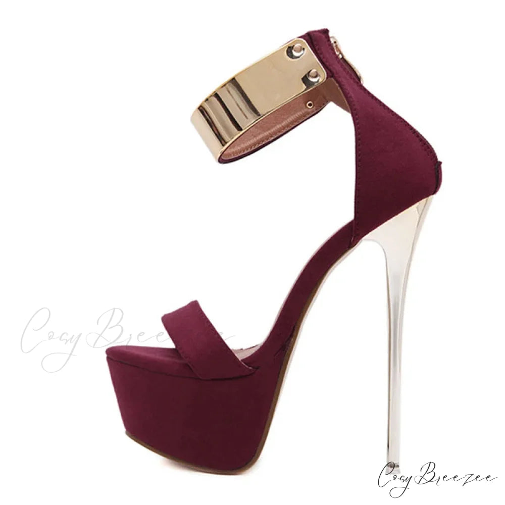 Sexy Metal Ankle-Cover Sandals High Crystal Platform Club Stripper Elegant High Heel