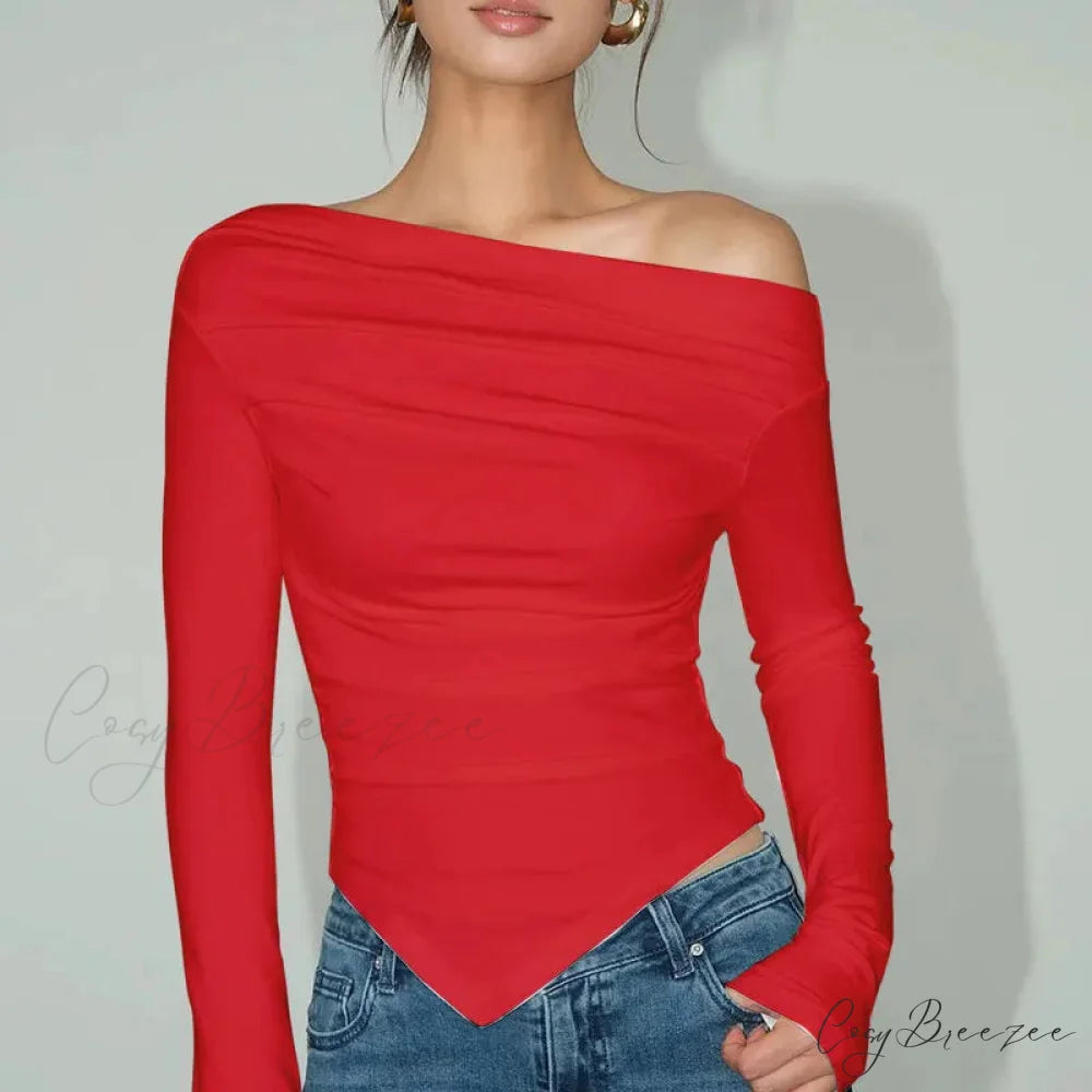 Sexy Off Shoulder Slim T-shirt Sweater swraters-241228