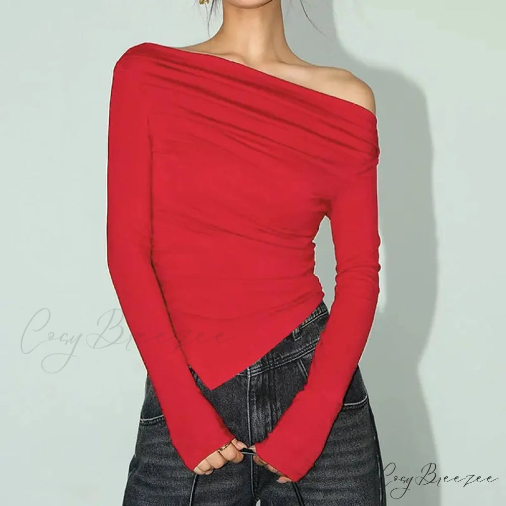 Sexy Off Shoulder Slim T-shirt Sweater swraters-241228