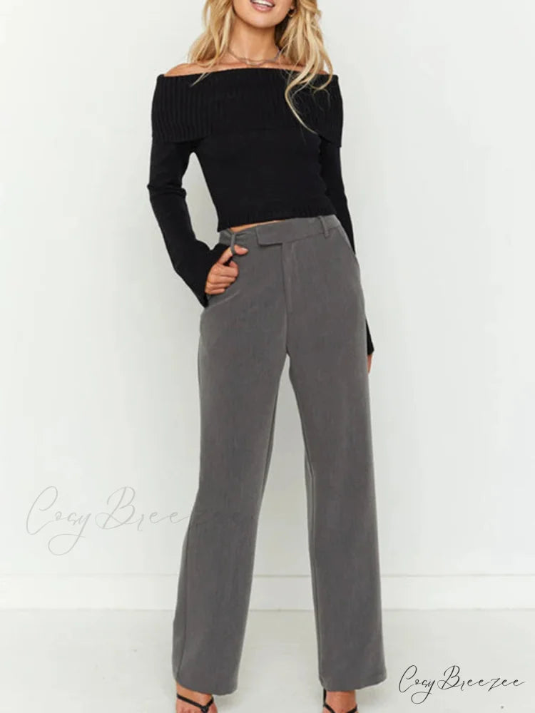 Sexy Slim Crop Off Shoulder Sweater swraters-241228
