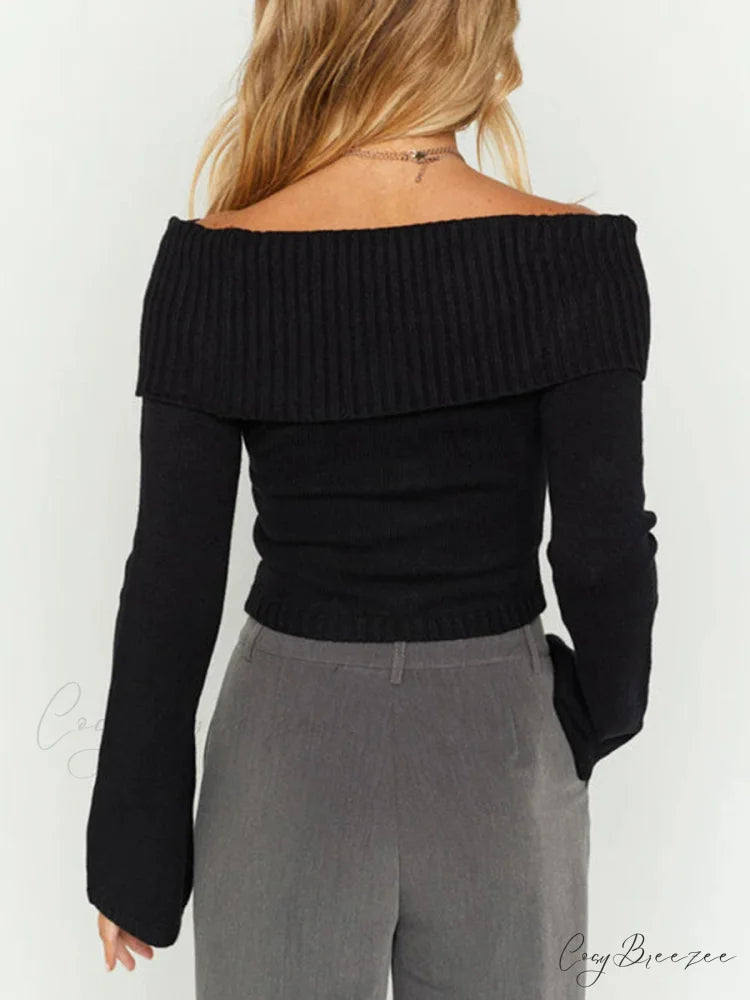 Sexy Slim Crop Off Shoulder Sweater swraters-241228