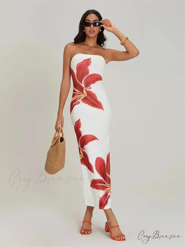Sexy Strapless Backless Bodycon Dress floraldress-250126