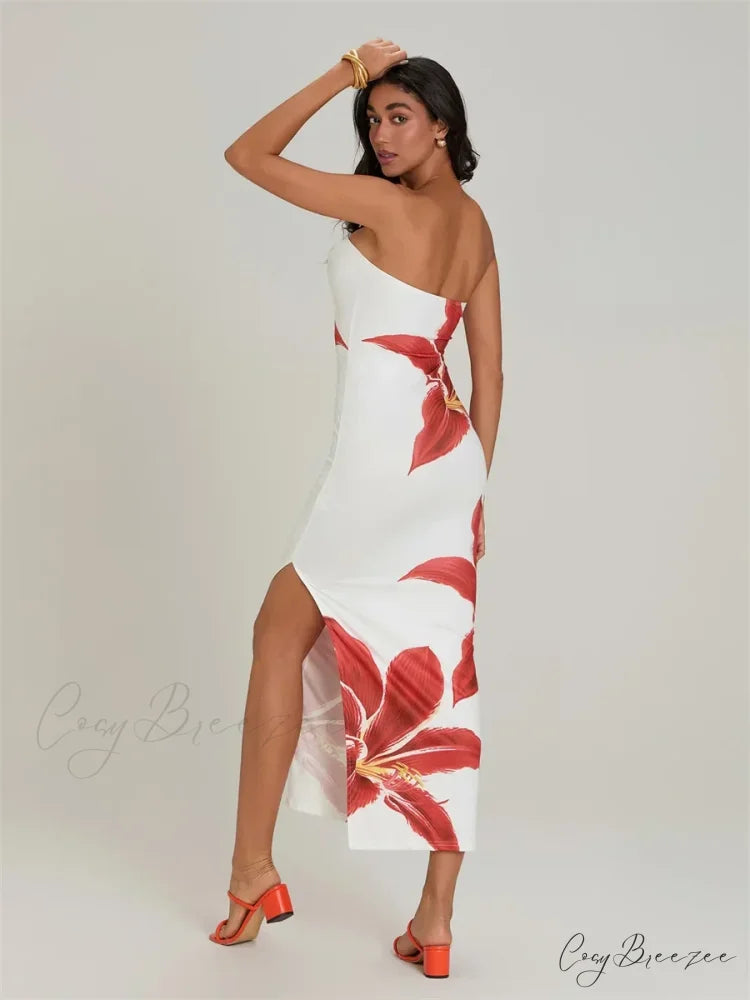 Sexy Strapless Backless Bodycon Dress floraldress-250126