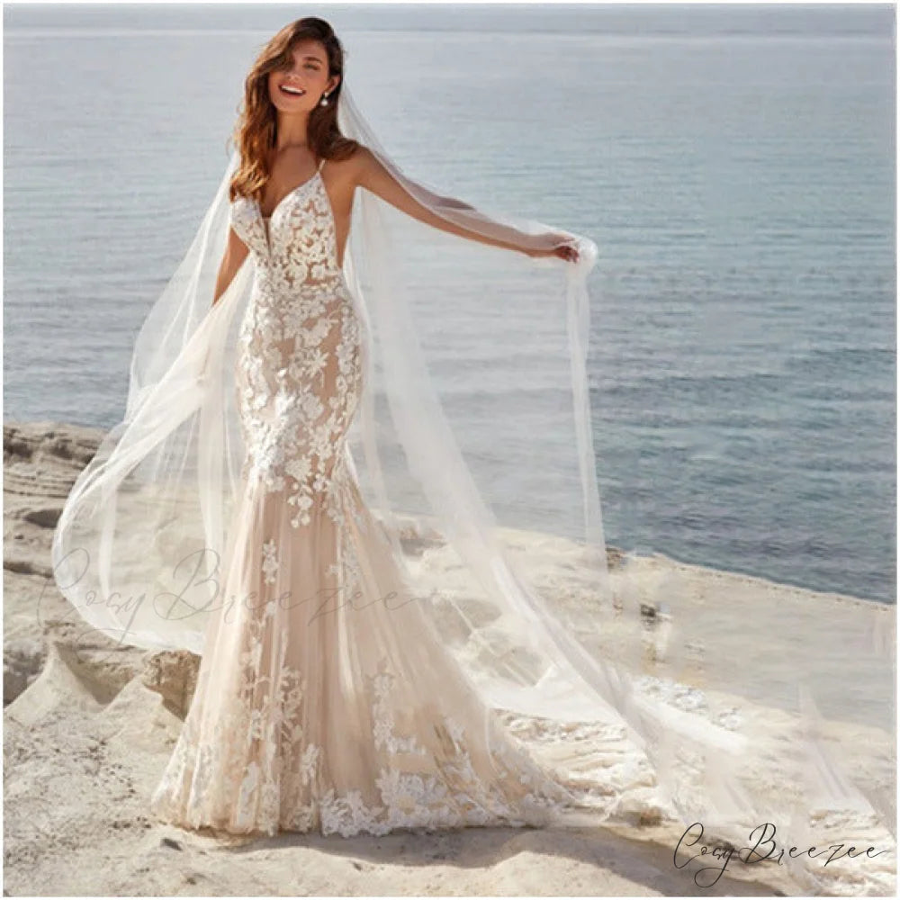 Sexy Strapless Lace Evening Wedding Dress lvory white / 2 weddingdress-250223