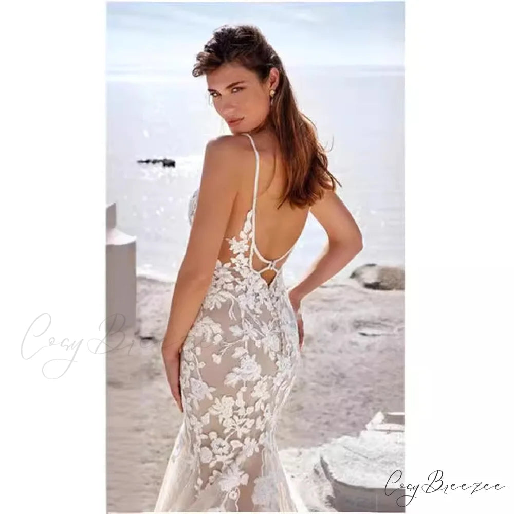 Sexy Strapless Lace Evening Wedding Dress white / 2 weddingdress-250223