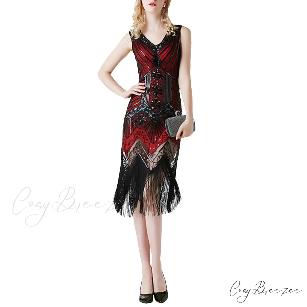 Sexy Suspender Slim Fit Sequin Evening Gown Long Summer Elegant Spaghetti Strap Party Dress Red / S
