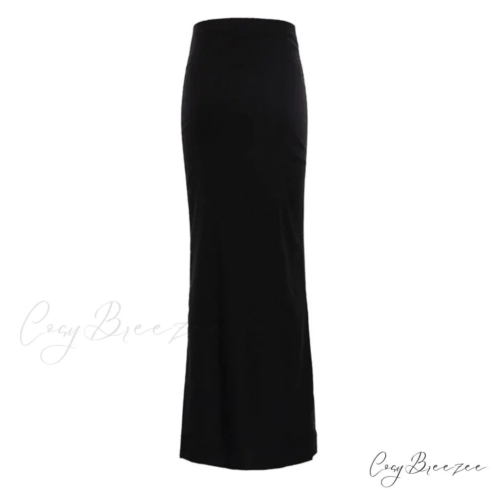 Sexy Tight Black Maxi Bodycon Thick Autumn Winter Long Package Skirt