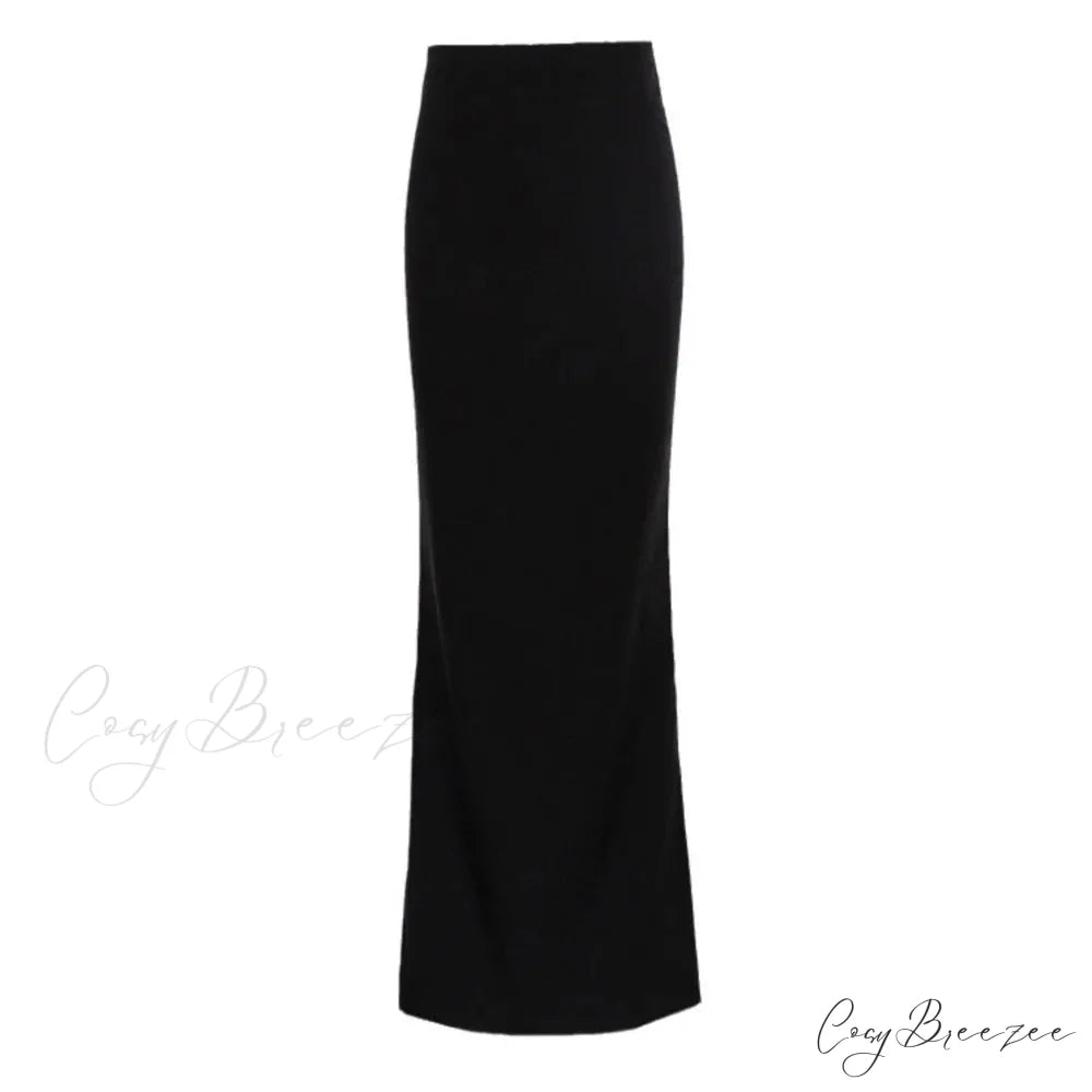Sexy Tight Black Maxi Bodycon Thick Autumn Winter Long Package Skirt