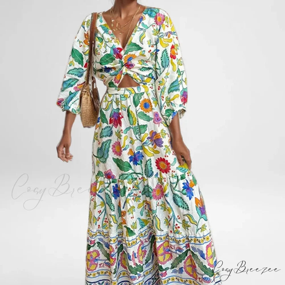 Sexy Waist Cinching Floral Dress oldfloraldress-250126
