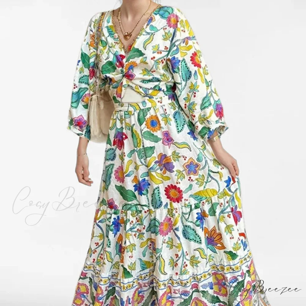 Sexy Waist Cinching Floral Dress oldfloraldress-250126