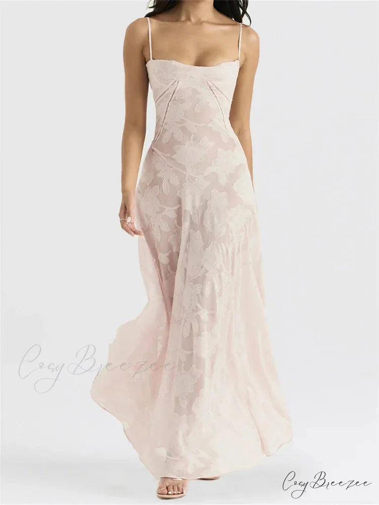 Sexy Women Sleeveless Spaghetti Strap Sling Lace Floral Backless Criss-cross Tie-up Summer Vestidos