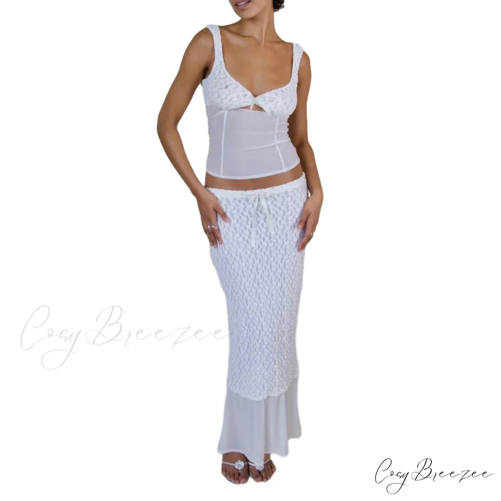 Sexy Y2k Sleeveless Slim Fit Stylish Elegant Trendy Classic Crop Top WHITE / S