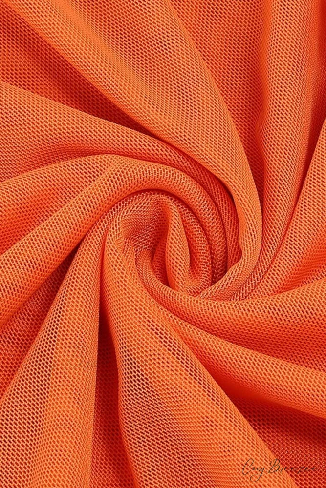 Sheer Sophistication Orange Trendy Asymmetric Maxi Dress