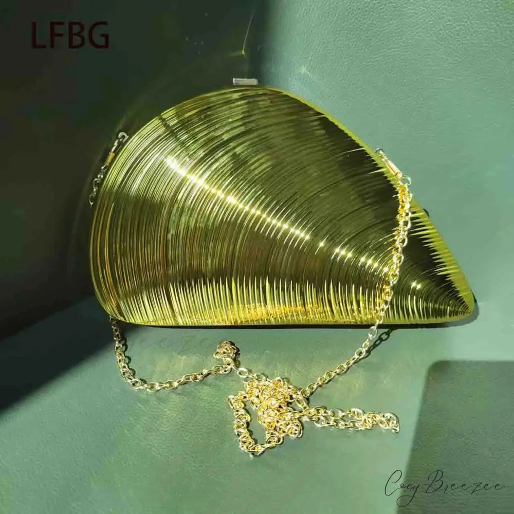Shell Shaped Acrylic Purse Clutch Gold / (20cm clutchbag-250126