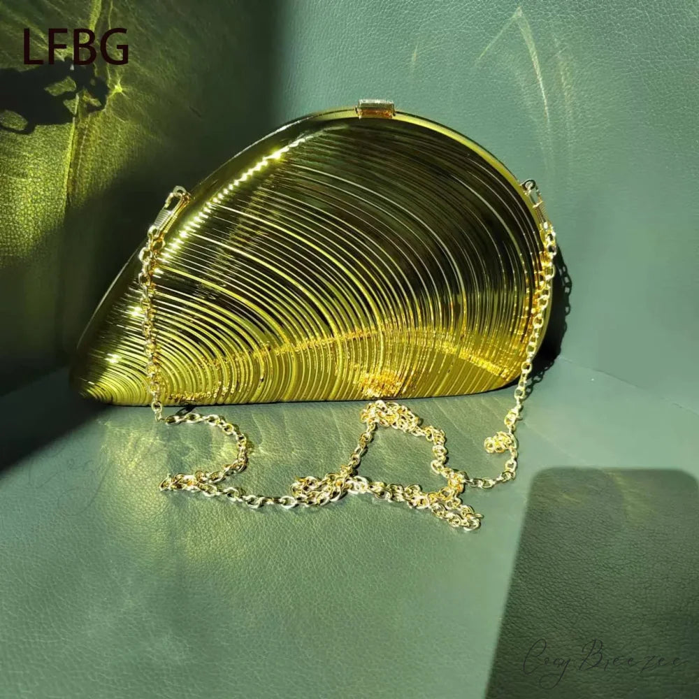 Shell Shaped Acrylic Purse Clutch Gold / (20cm clutchbag-250126