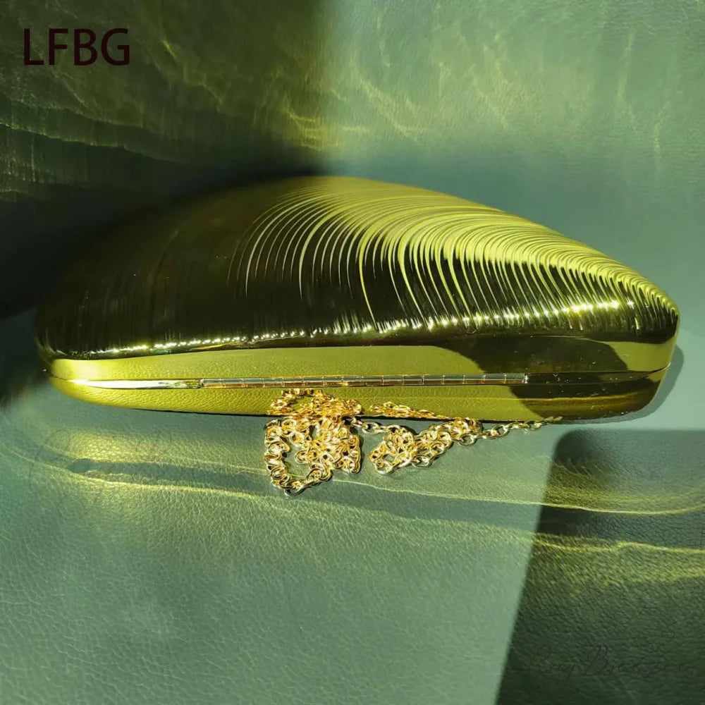 Shell Shaped Acrylic Purse Clutch Gold / (20cm clutchbag-250126