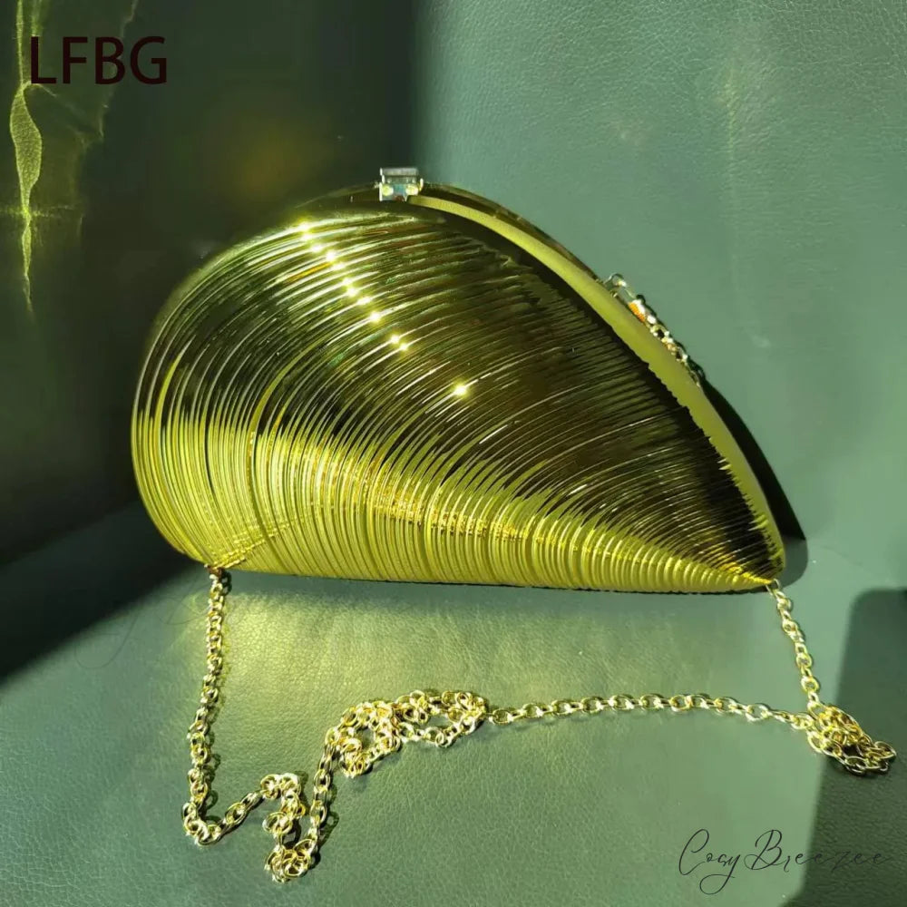 Shell Shaped Acrylic Purse Clutch Gold / (20cm clutchbag-250126