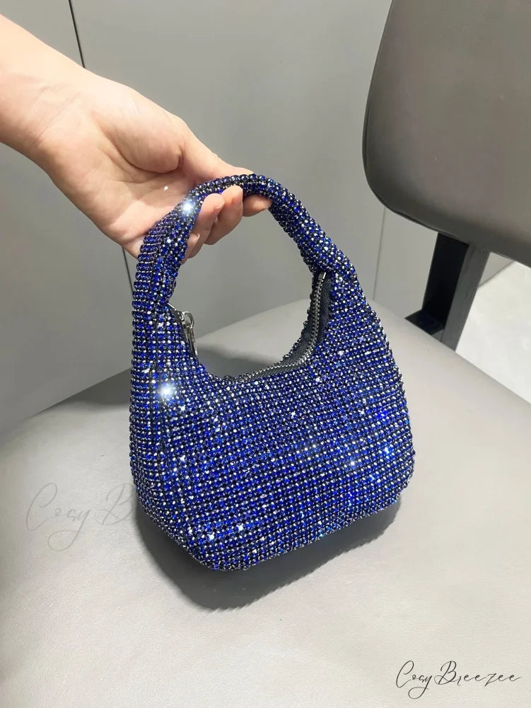 Shiny Crystal Rhinestone Handmade Clutch Blue clutchbag-250126