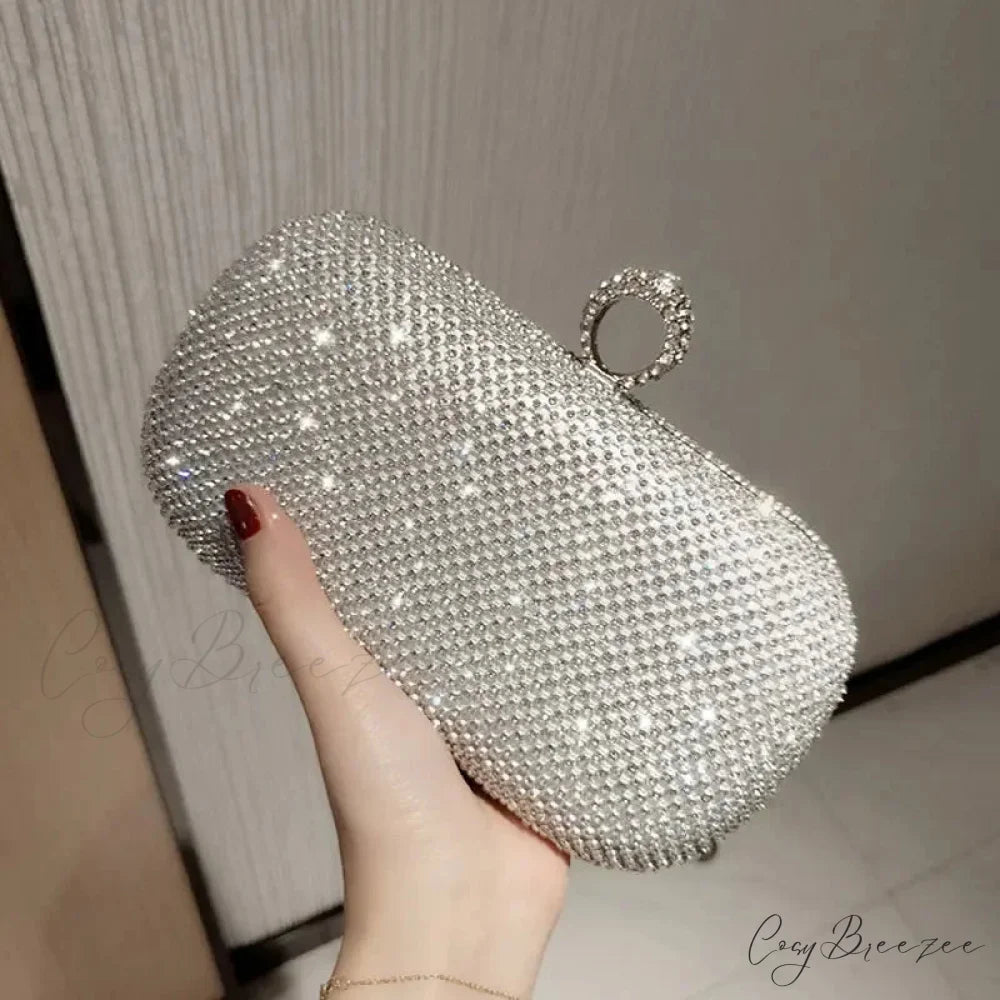 Shiny Diamonds Luxury Evening Clutch Bag Silver clutchbag-250126