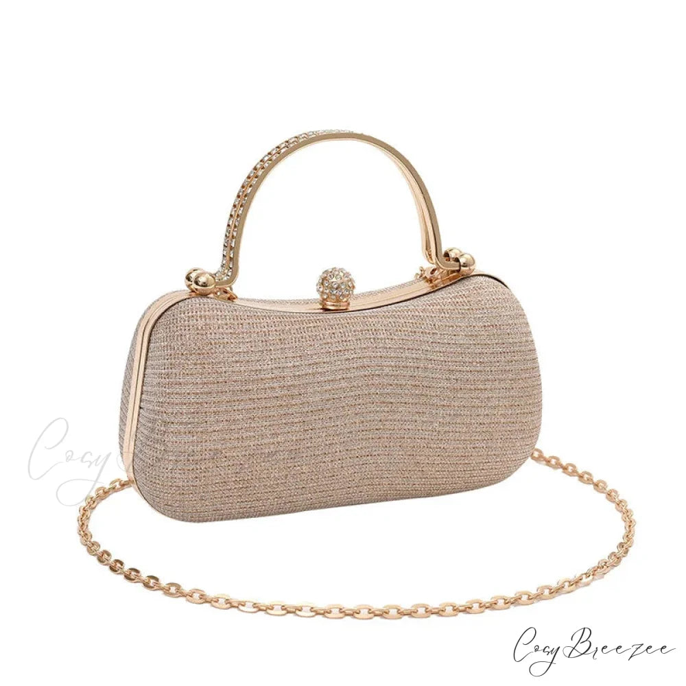 Shiny Heart Shape Evening Clutch Khaki clutchbag-250126