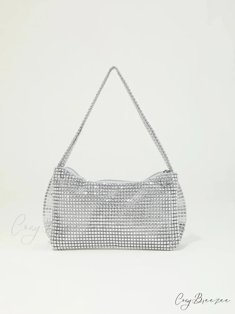Shiny Rhinestone Bow Evening Clutch Bag XF-28 SLV clutchbag-250126