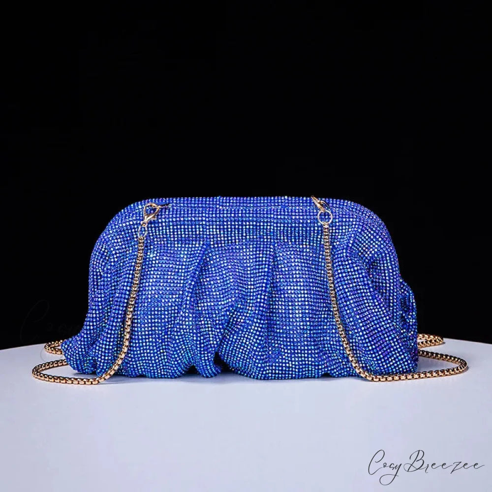 Shiny Rhinestone Wedding Clutch Blue wristlet-250126